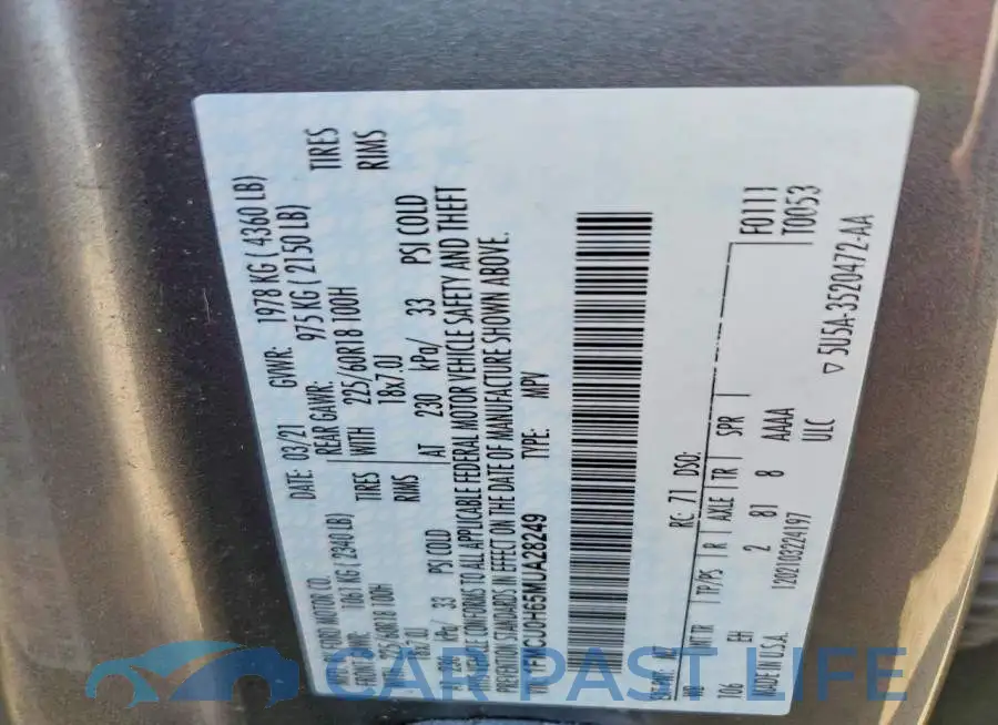 1FMCU0H65MUA28249# 13