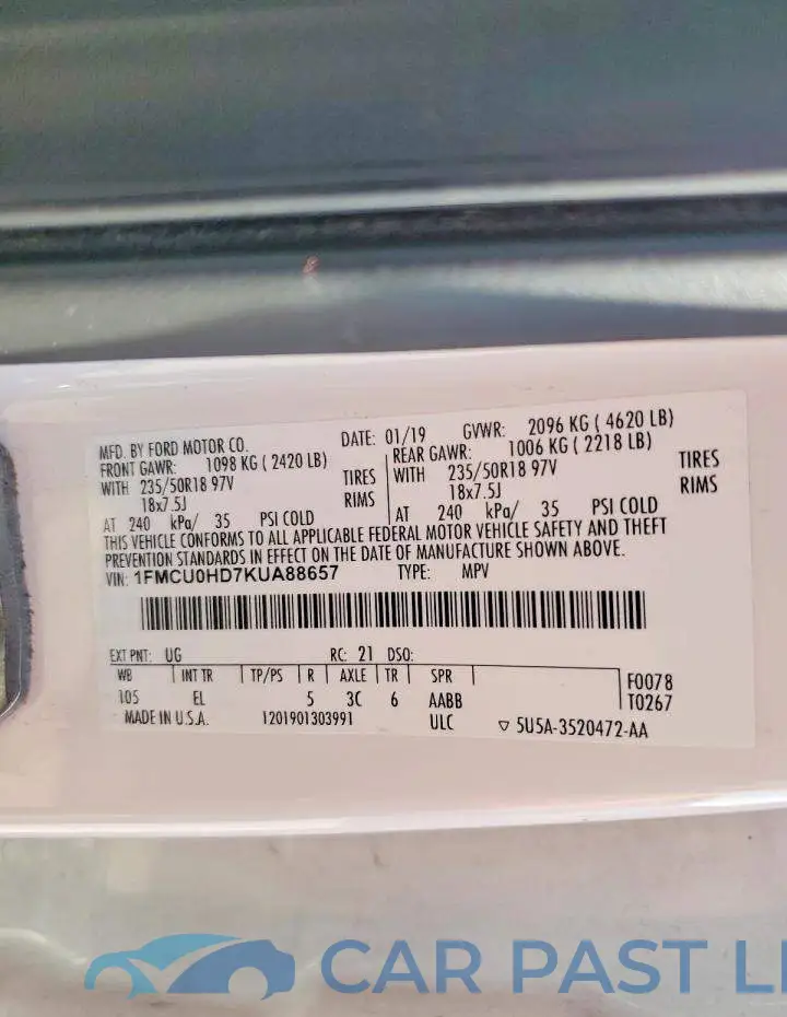 1FMCU0HD7KUA88657# 13
