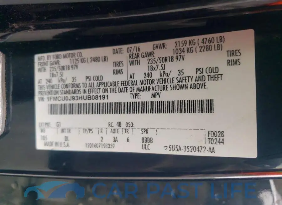 1FMCU0J93HUB08191# 13