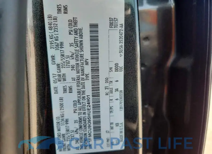 1FMCU9G95HUE24901# 12