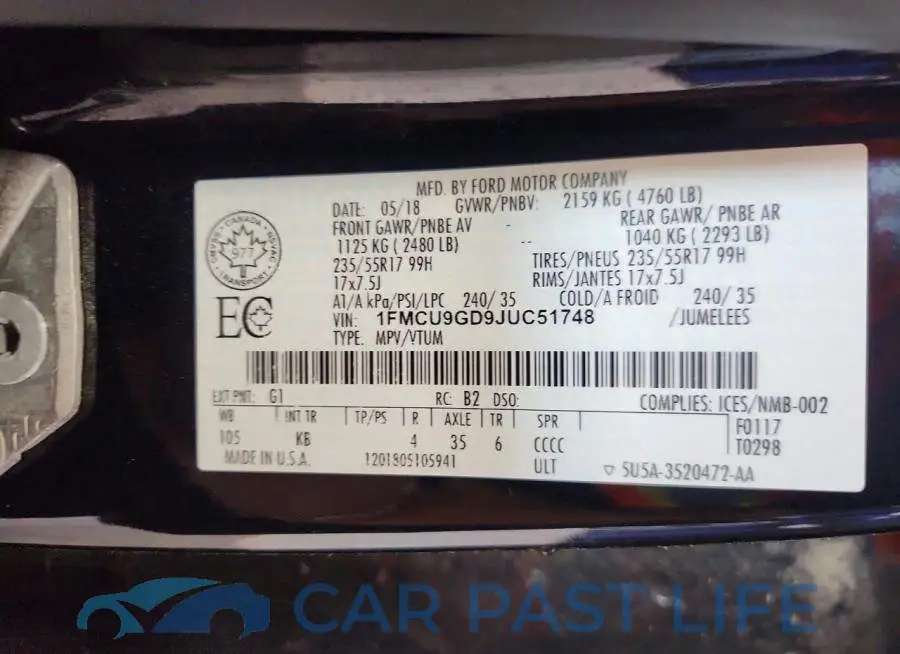 1FMCU9GD9JUC51748# 14