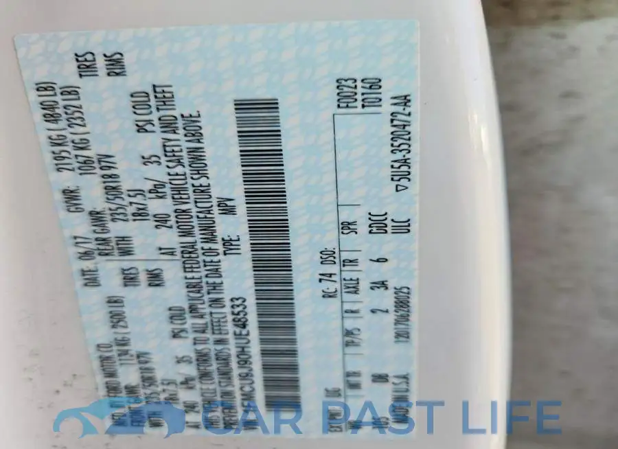 1FMCU9J90HUE48533# 12