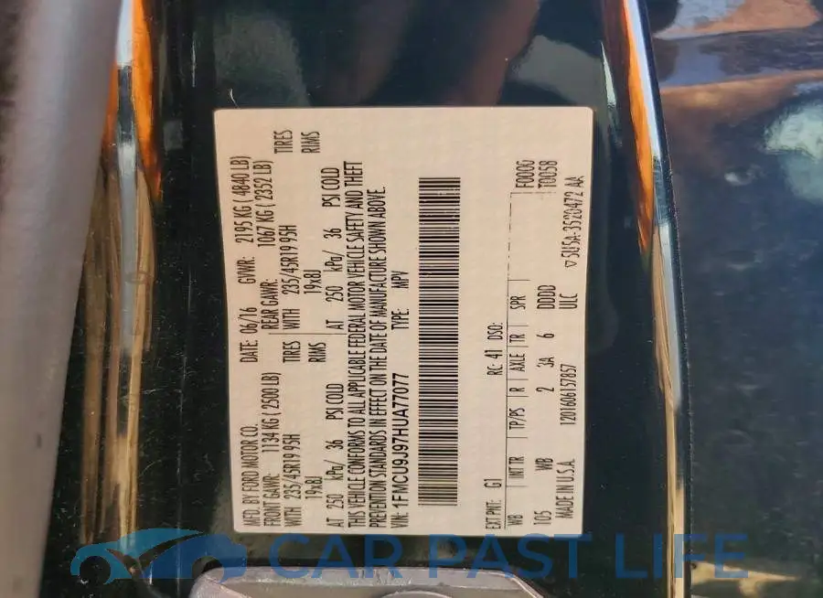 1FMCU9J97HUA77077# 12