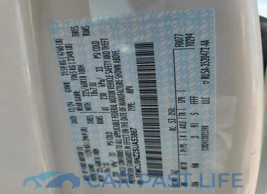 1FMCU9NZ2SUA53867# 13