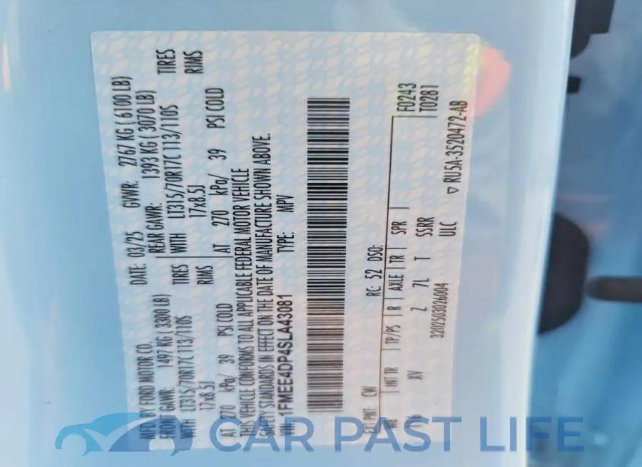 1FMEE4DP4SLA43081# 12