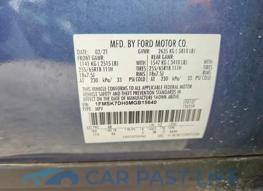 1FMSK7DH0MGB15640# 13