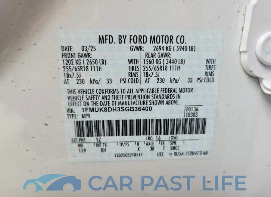 1FMUK8DH3SGB36400# 13