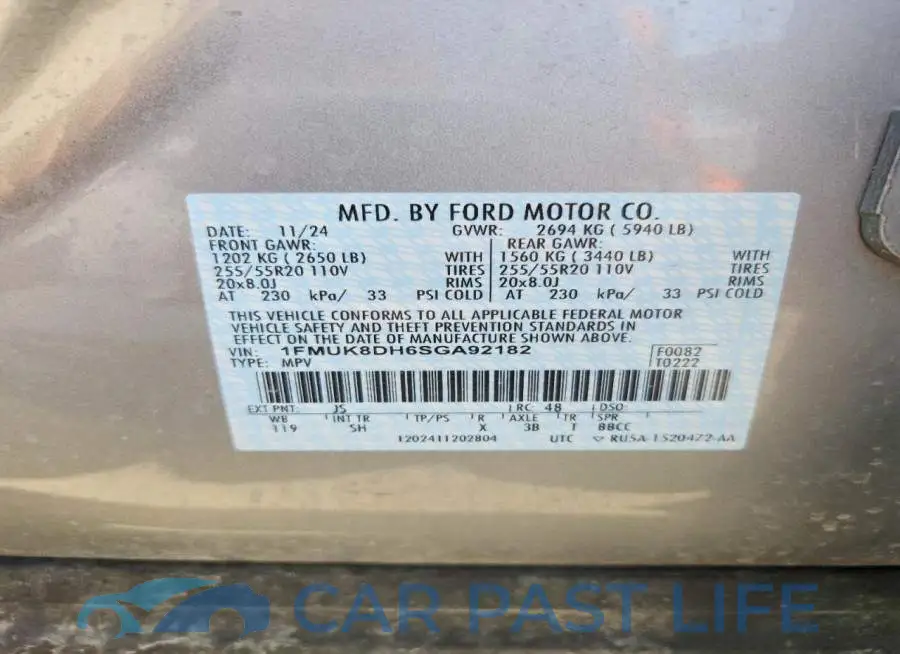 1FMUK8DH6SGA92182# 13
