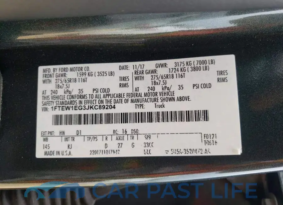 1FTEW1EG3JKC89204# 13