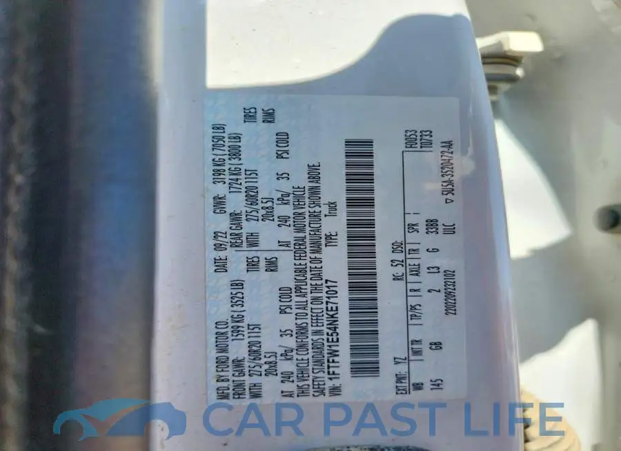 1FTFW1E54NKE71017# 13