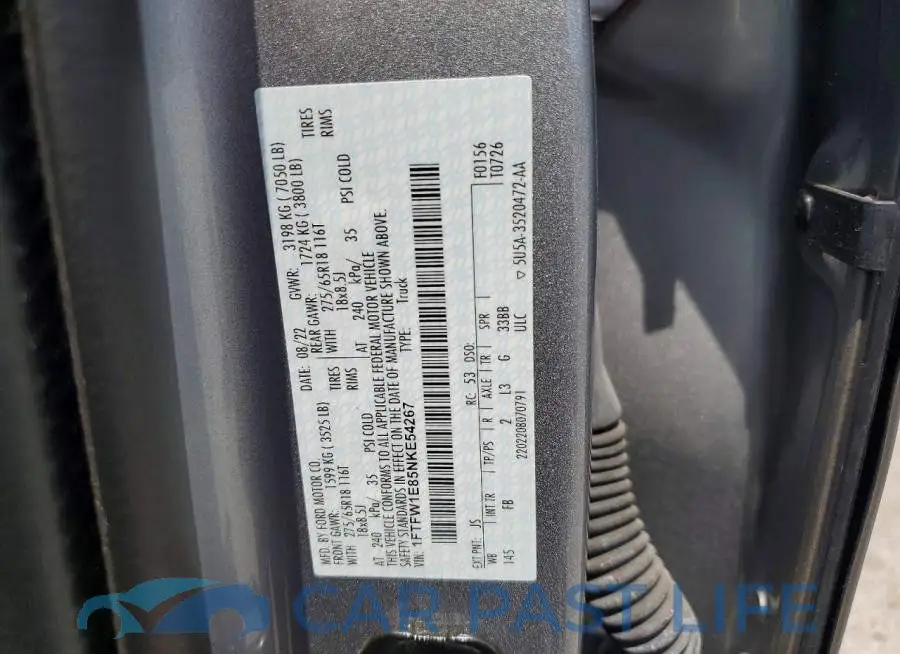 1FTFW1E85NKE54267# 12