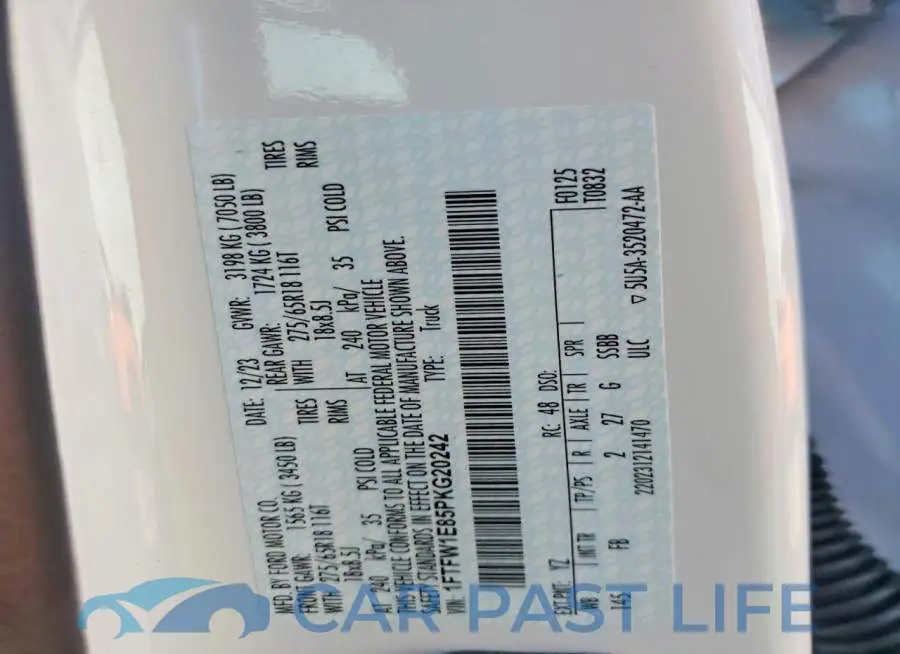 1FTFW1E85PKG20242# 12