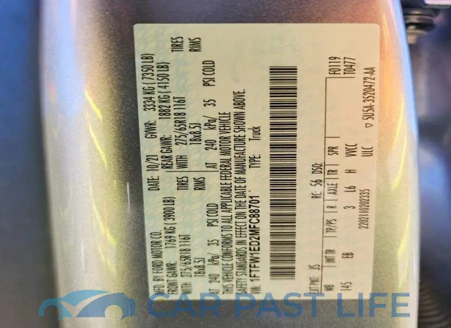 1FTFW1ED2MFC88701# 12