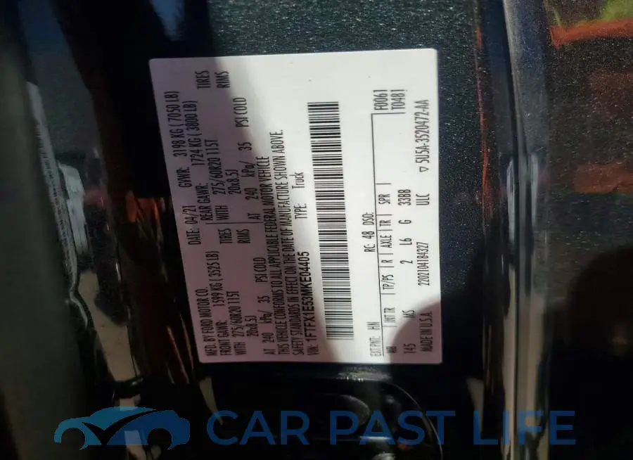 1FTFX1E53MKE04405# 12
