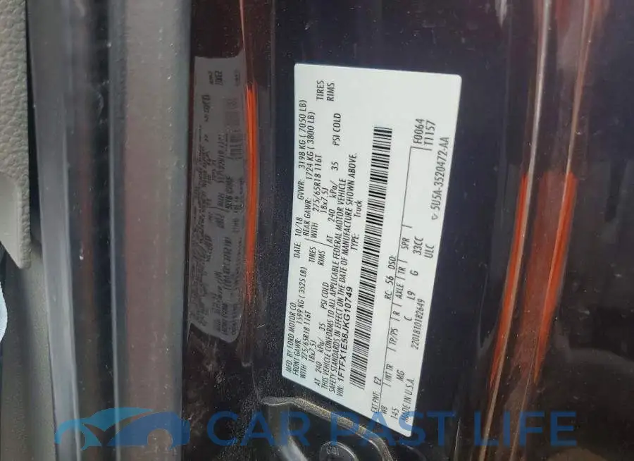 1FTFX1E58JKG10749# 12