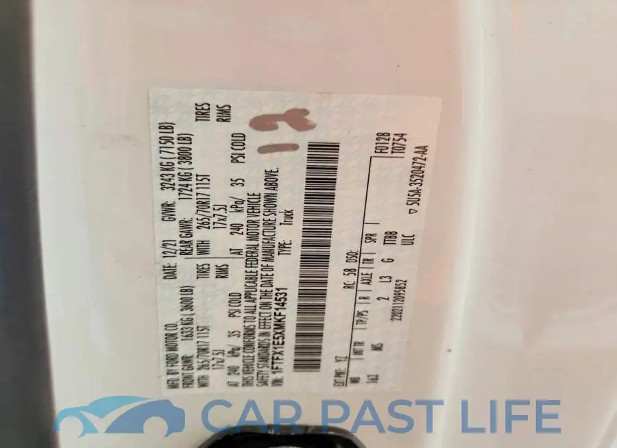 1FTFX1E5XMKF14531# 12