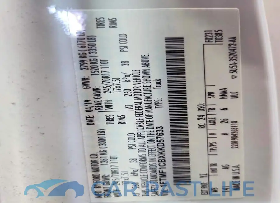1FTMF1CBXKKD57633# 12