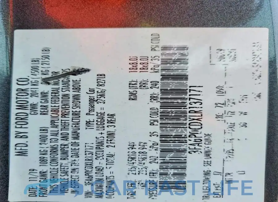 3FA6P0CDXLR137171# 12
