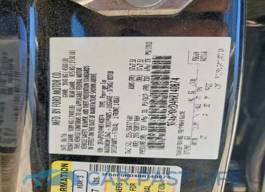 3FA6P0HD4HR140874# 12