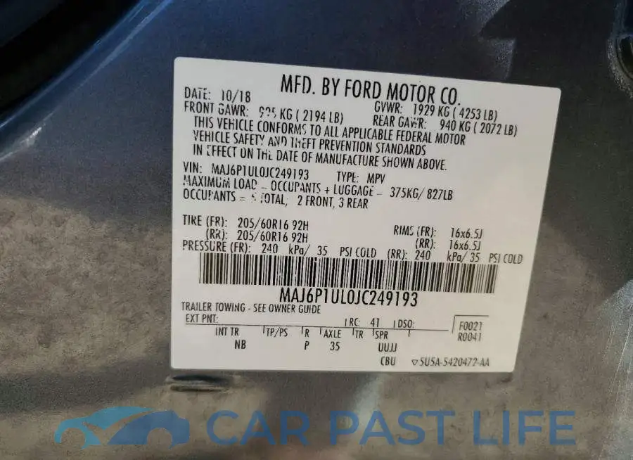 MAJ6P1UL0JC249193# 13
