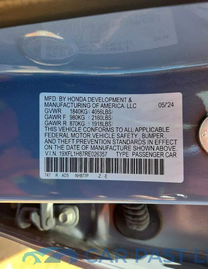 19XFL1H87RE026357# 12