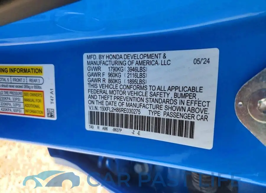 19XFL2H86RE030275# 12