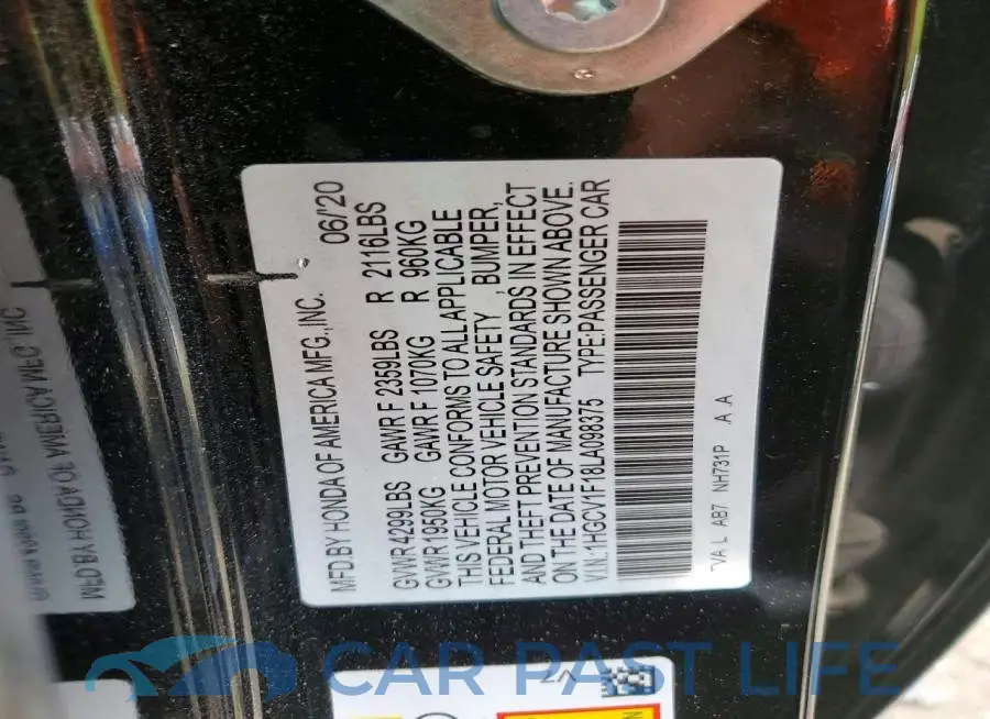1HGCV1F18LA098375# 12