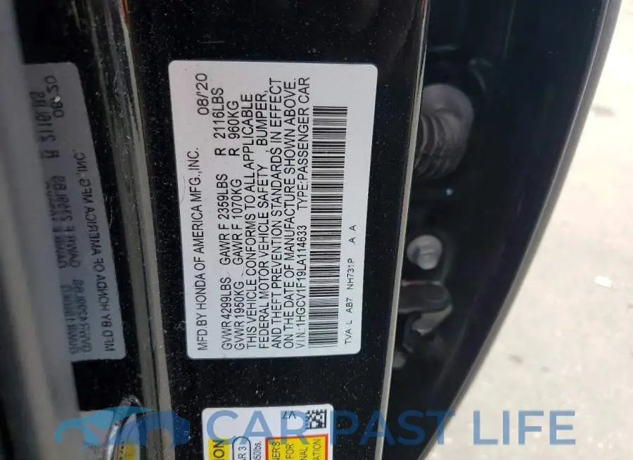1HGCV1F19LA114633# 12