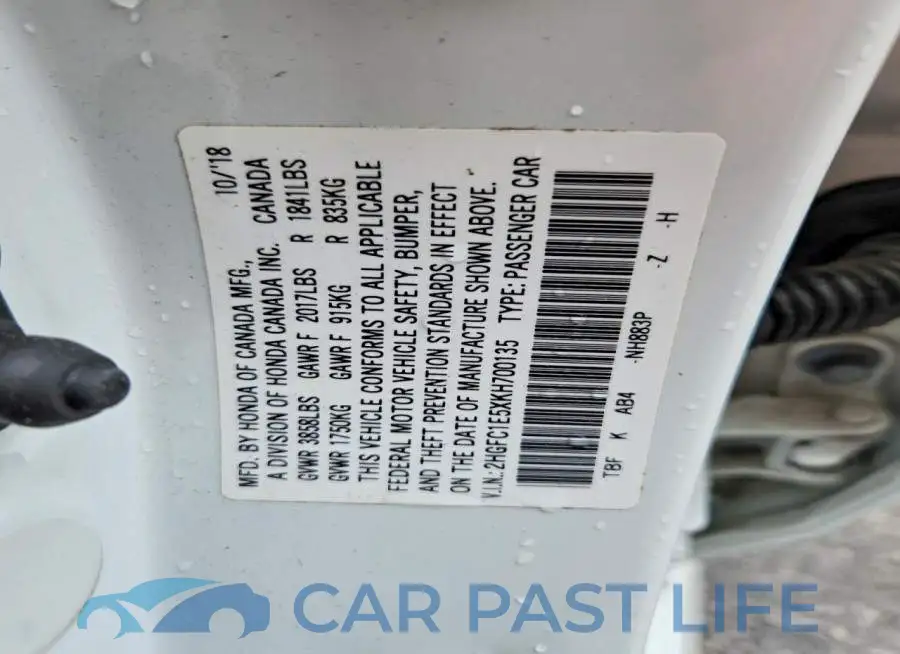 2HGFC1E5XKH700135# 12