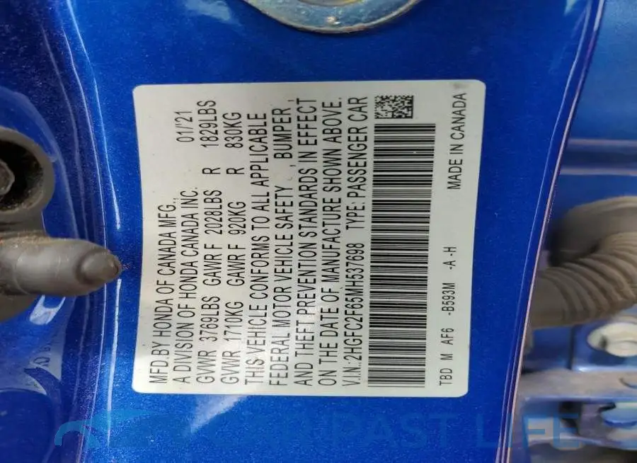 2HGFC2F65MH537698# 12