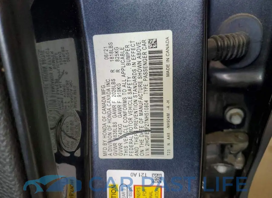 2HGFE2F27NH510804# 12