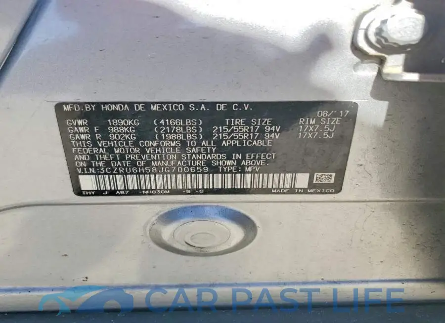 3CZRU6H58JG700659# 14