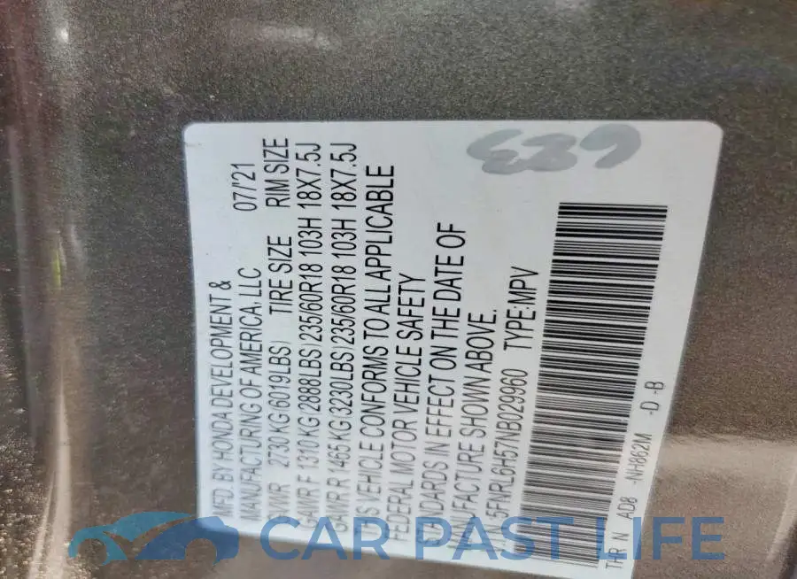 5FNRL6H57NB029960# 13