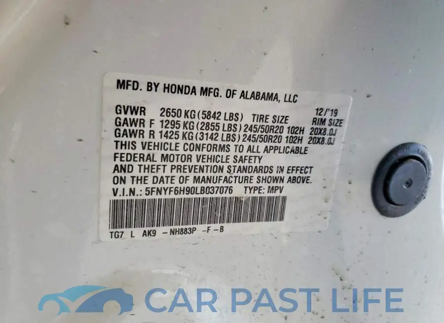 5FNYF6H90LB037076# 14