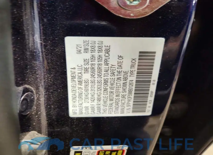 5FPYK3F59MB012874# 12