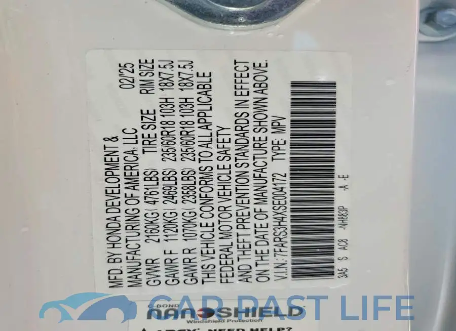 7FARS3H4XSE004172# 13