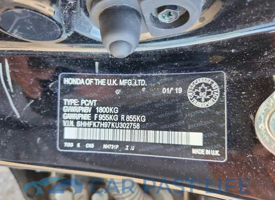 SHHFK7H97KU302758# 12