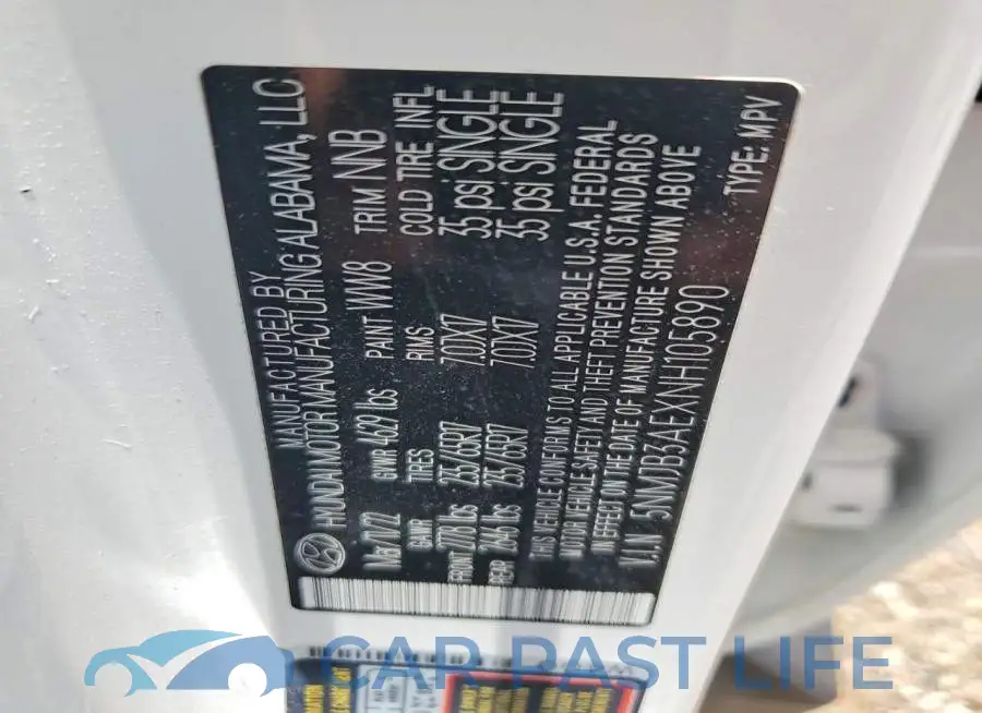 5NMJB3AEXNH105890# 12