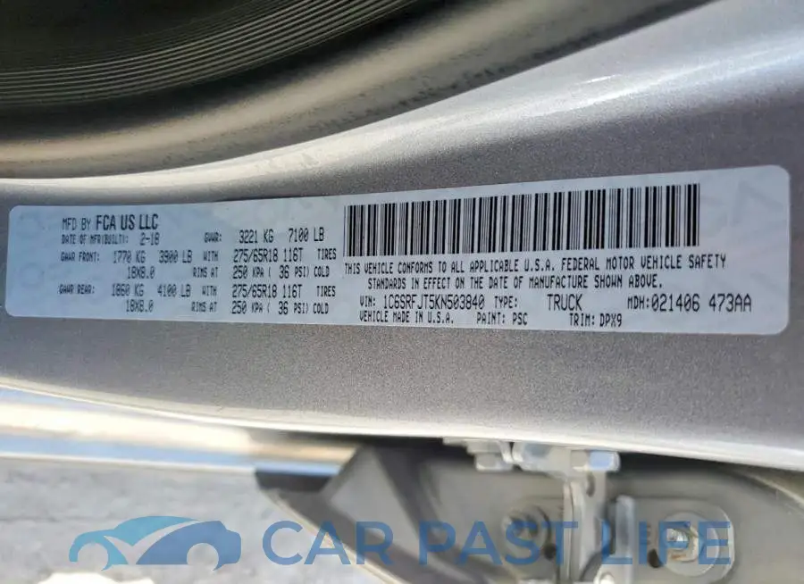 1C6SRFJT5KN503840# 12