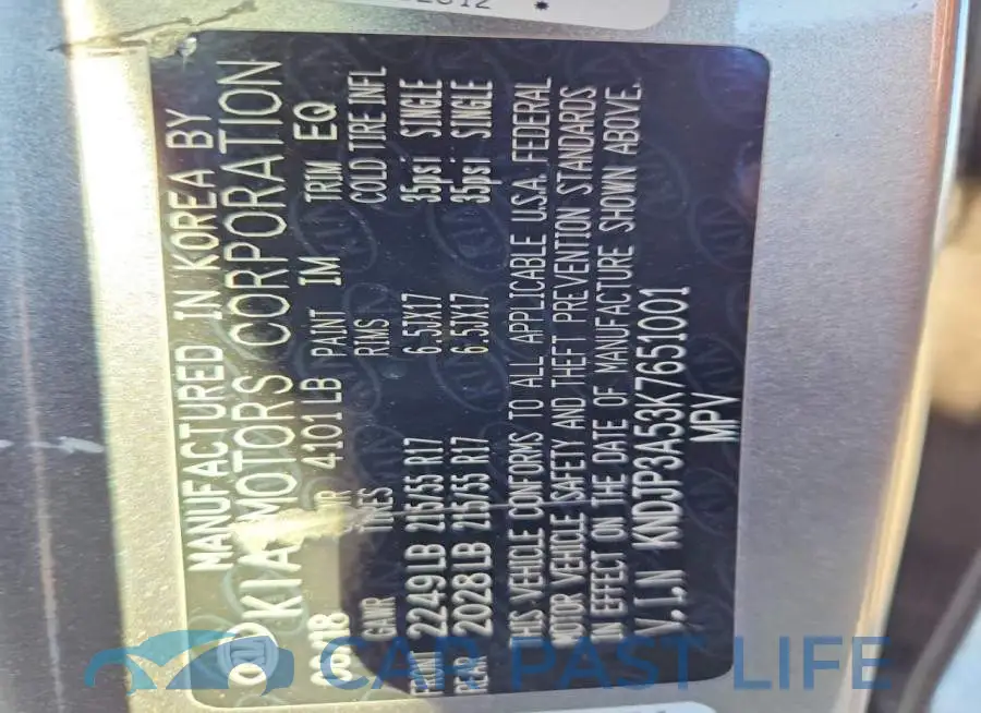 KNDJP3A53K7651001# 13