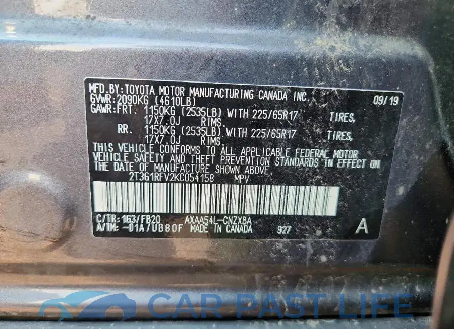 2T3G1RFV2KC054158# 14