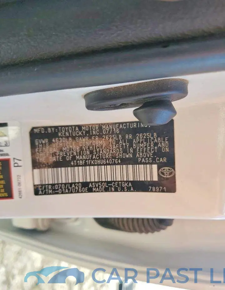 4T1BF1FK0HU640764# 12