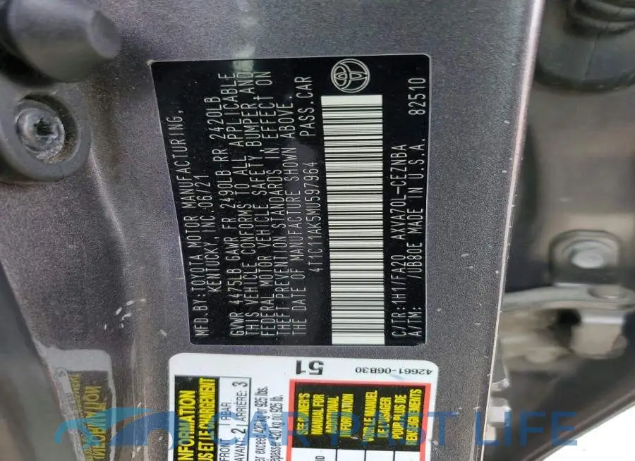 4T1C11AK5MU597964# 12