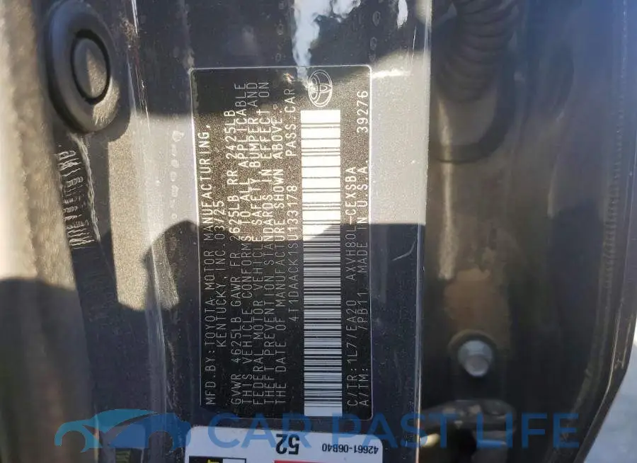 4T1DAACK1SU133178# 13
