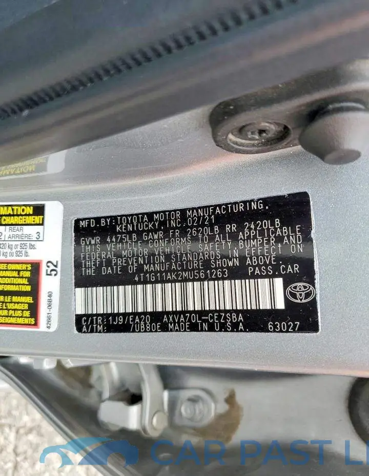 4T1G11AK2MU561263# 12
