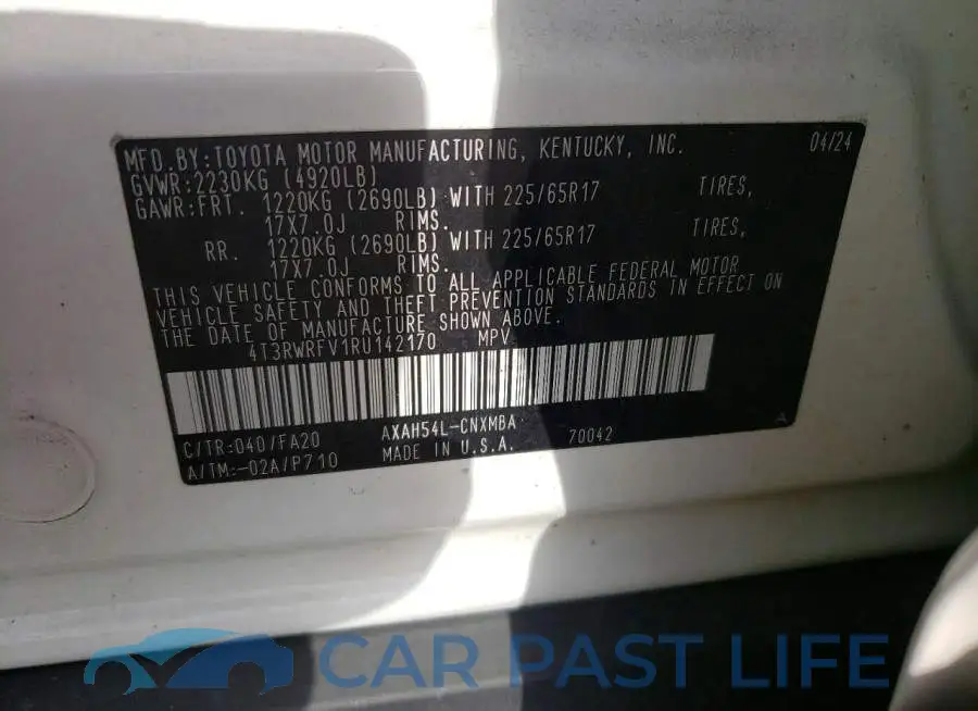 4T3RWRFV1RU142170# 14