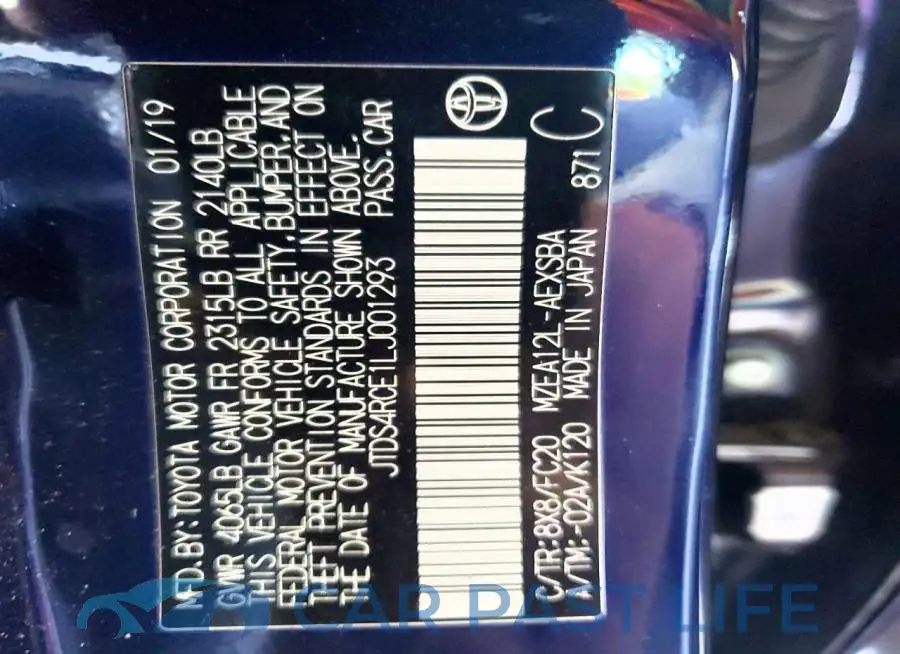JTDS4RCE1LJ001293# 13