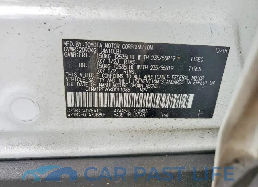 JTMA1RFV6KD011086# 14