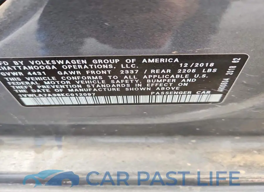 1VWLA7A38KC012097# 12