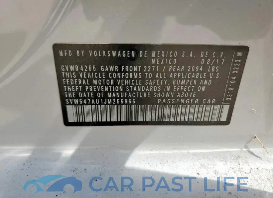 3VW547AU1JM255966# 12